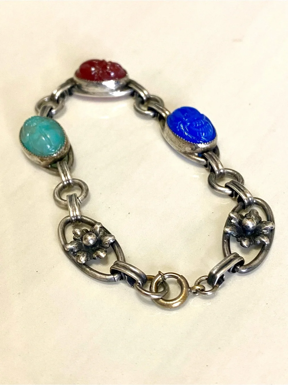Vintage Scarab Glass Bracelet
